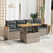 Set Divano Giardino 5 pz con Cuscini Grigio Polyrattan Acacia 3327434