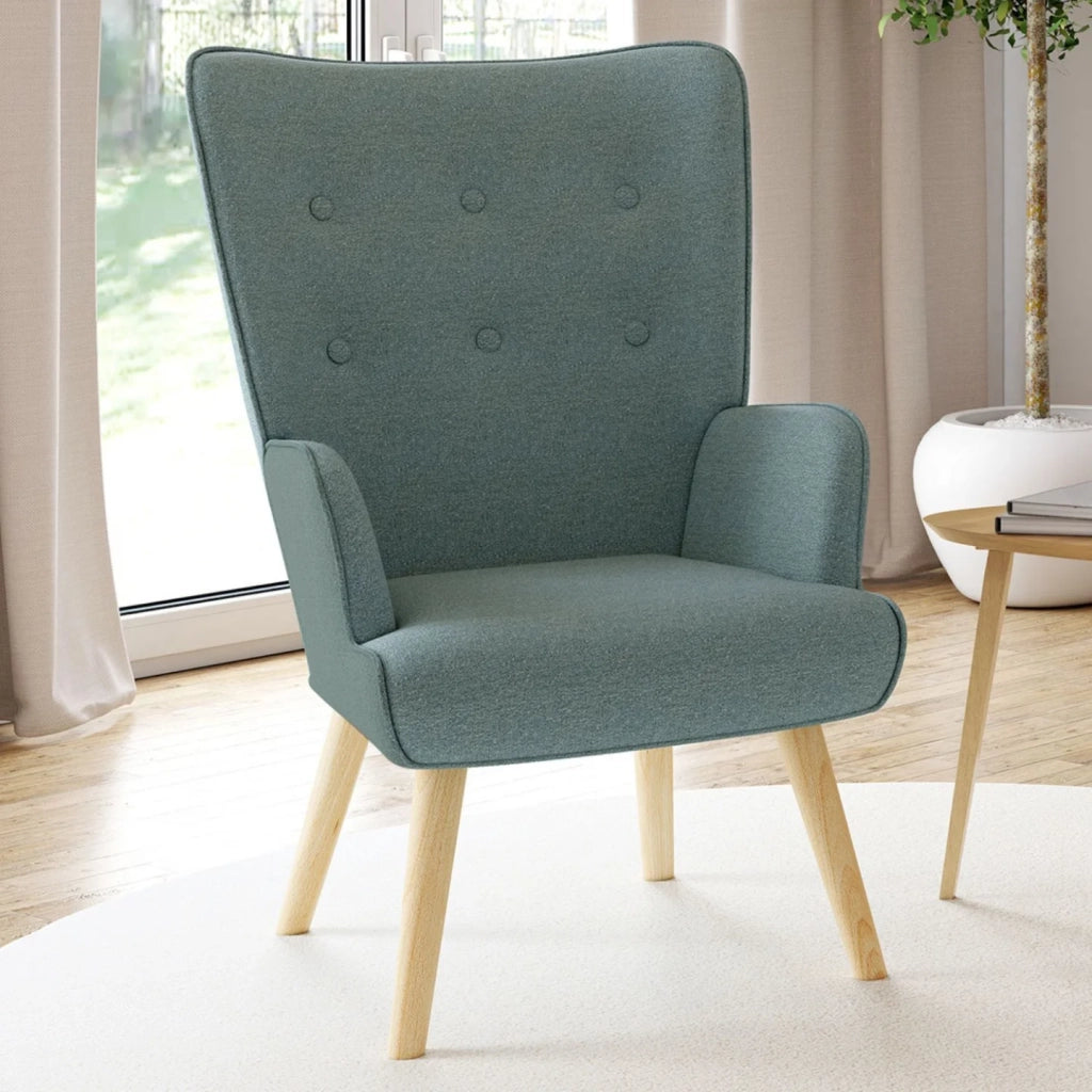 IDMarket - Sillón escandinavo IVAR en tejido verde eucalipto