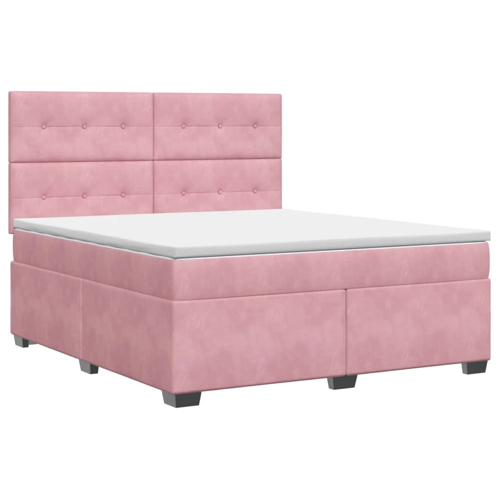 Letto box spring con materasso Rosa 140 x 200 cm Velluto 3453661