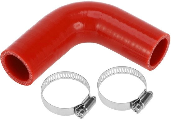 Slang in Silicone Rood - 30mm di Diametro Interno - 90mm di Lunghezza - 90 Gradi - Tessuto a Maglia Doppia - Resistente alle Alte Temperature - Slang di Raffreddamento
