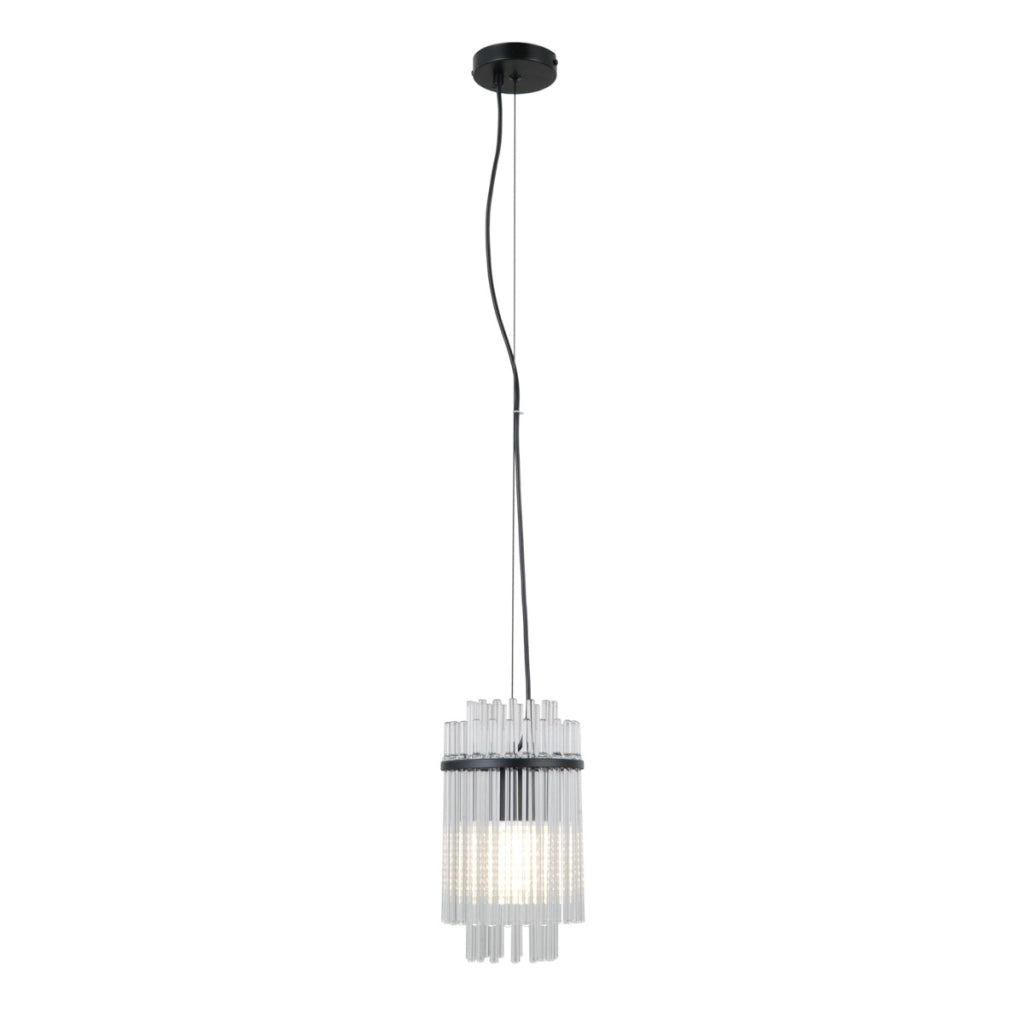 Lampada sospesa Bonte 1xE27 vetro nero Italux