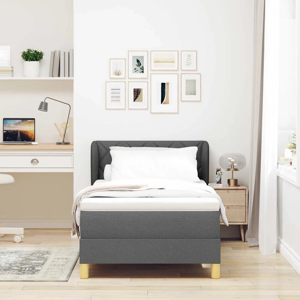 Letto a molle con materasso Grigio scuro 90 x 190 cm Tessuto 3340249
