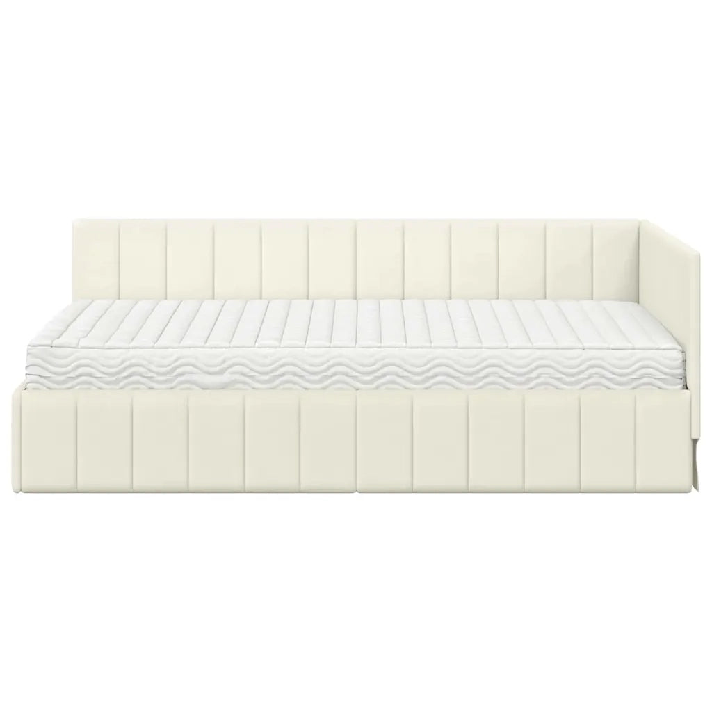 Struttura Letto Angolare con Materasso 2 pcs Crema Velluto 3393865
