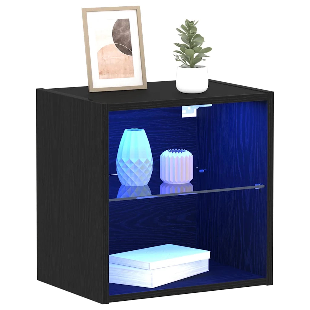 Mensola galleggiante con luce LED Nero 40 x 28,5 x 40 cm 863094