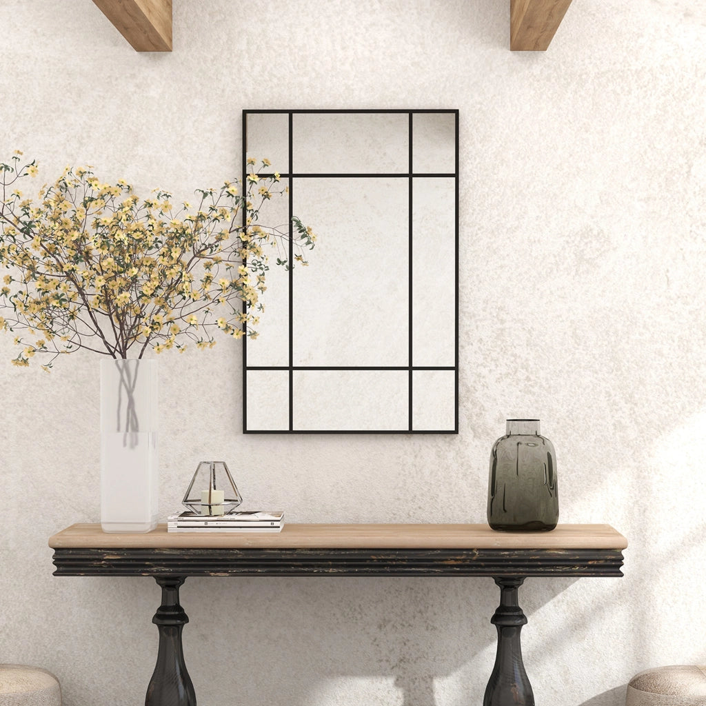 Specchio da Parete con Cornice ¨C zephmum ¨C Nero 90x60 cm