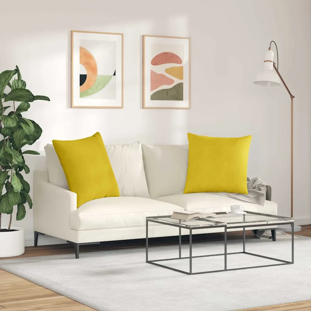 Cuscini da Divano 2 pcs Giallo 60 x 60 cm Tessuto in Cords 42014021