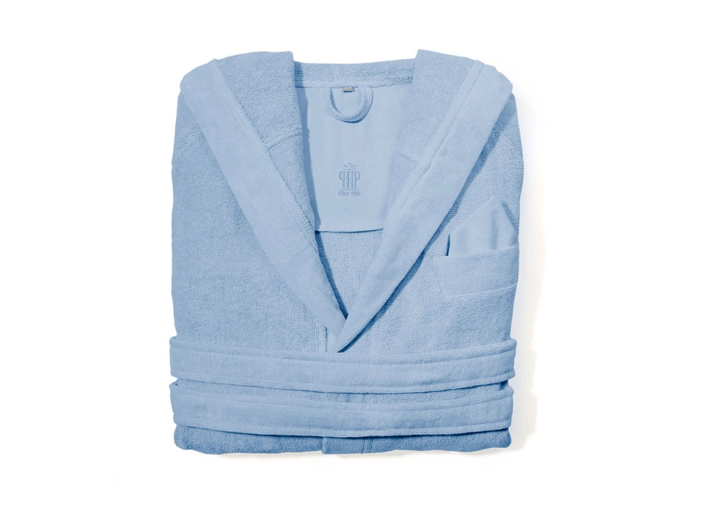 Accappatoio Con Cappuccio E Tasche In Spugna Joy Tinta Unita Mediterraneo - M-L - Mediterraneo