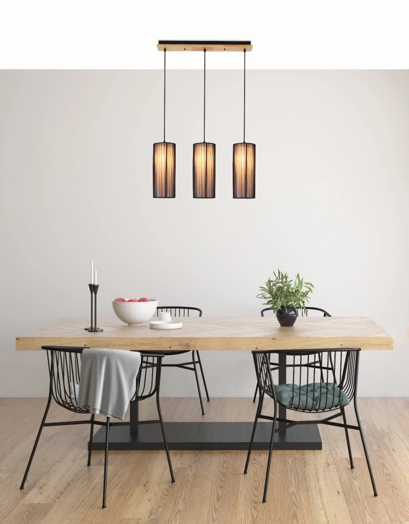 Lampada a sospensione Candellux Kioto 3xE27 nera 120cm