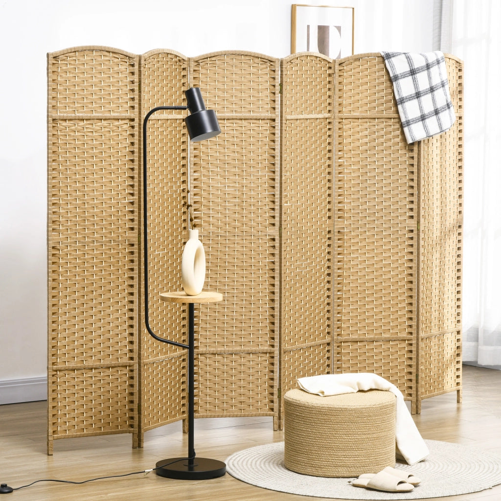 Paravento ¨C Minimal ¨C Naturale, Legno, 6 Pannelli, Pieghevole