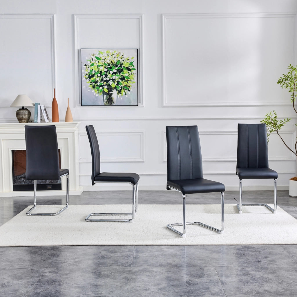 Sedia da Pranzo Moderna ¨C MINIMAL ¨C Nero, Ecopelle e Struttura in Metallo