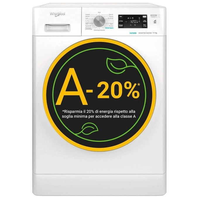 Whirlpool FFB1148BSVIT Lavatrice Carica Frontale 11 Kg 1400 rpm Classe A Motore Inverter 6° SENSO FreshCare+ Vapore (85x59.5x60.5 cm) colore Bianco