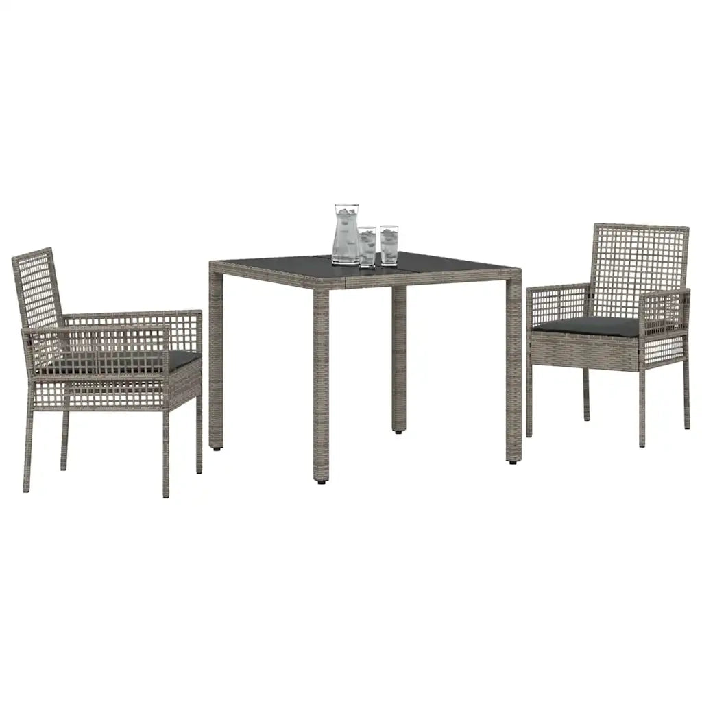 Set da Pranzo per Giardino 3 pcs Grigio polyrattan 3334871