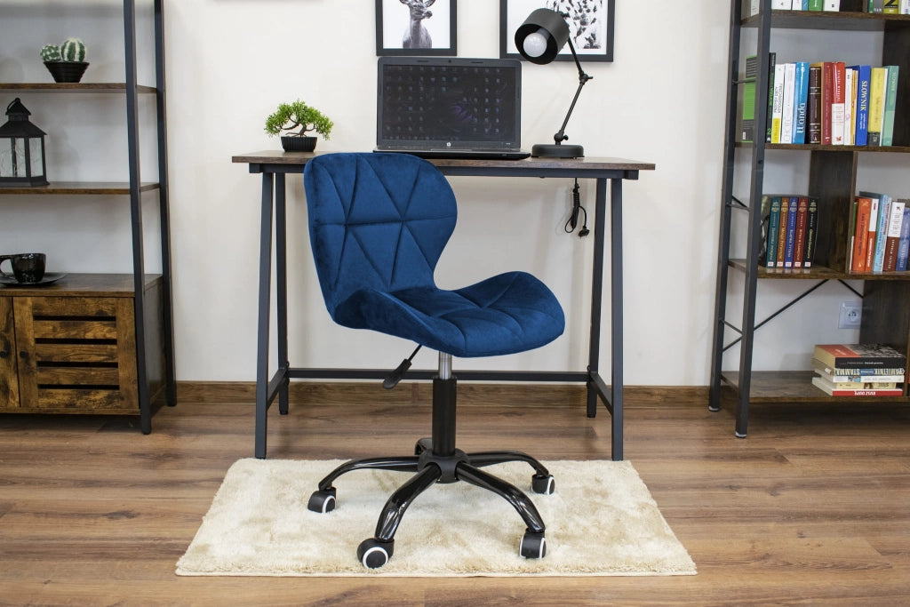 Sedia girevole in velluto Valora NOTO blu navy, design ergonomico