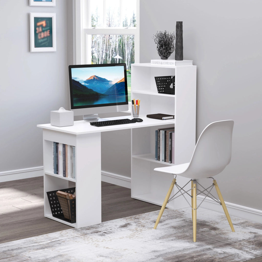 Scrivania con 2 scaffali e 5 ripiani ¨C Minimal ¨C Bianco 120x55x120