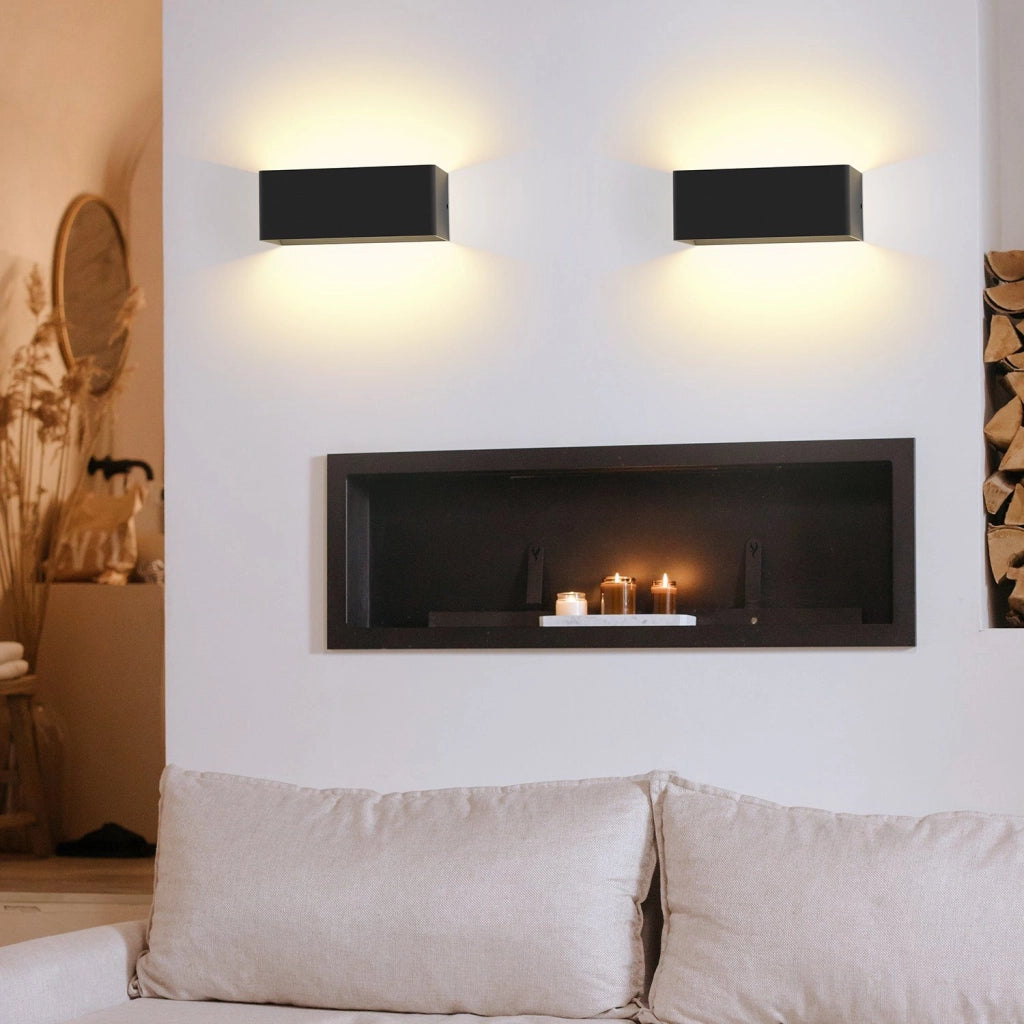 ZMH Applique a LED nera Lampada da parete moderna per esterni e camera da letto