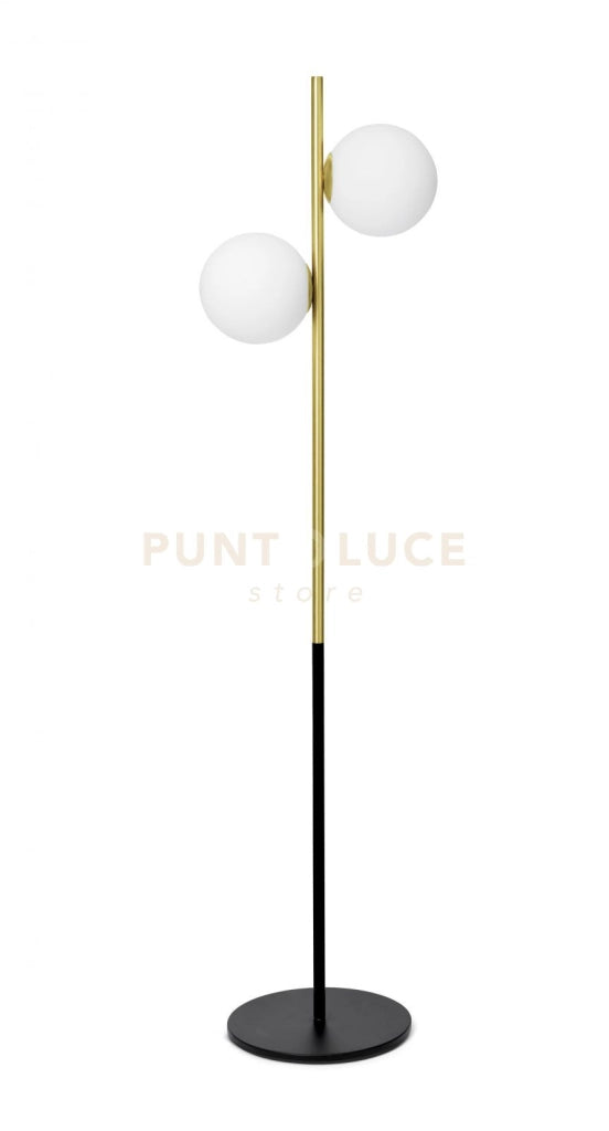 JUGEN LAMPADA DA TERRA 2 LUCI NERO E ORO SPAZZOLATO CON DIMMER ATTACCO E27 H.170CM