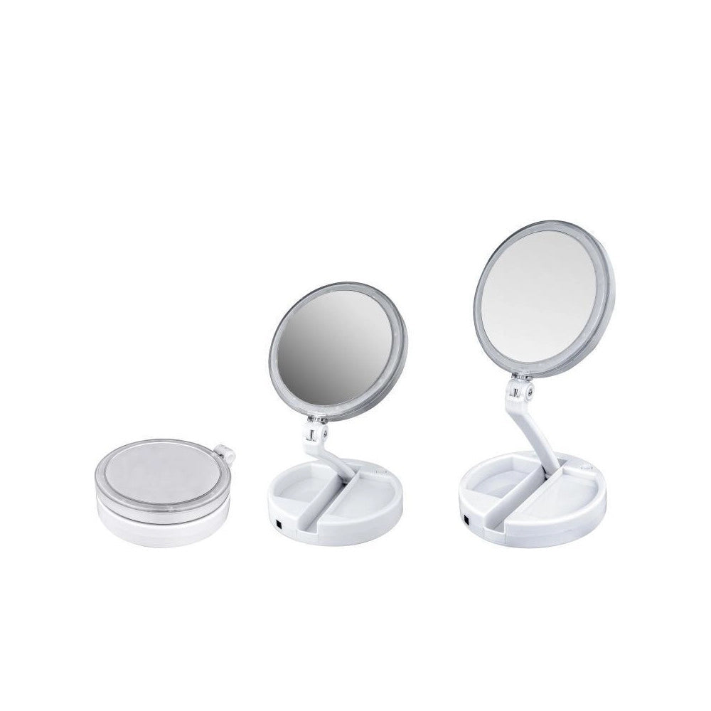 Trade Shop - Specchio Da Tavolo Zoom 3x Con Supporto + Rotazione 360 Gradi Donne Bellezza -