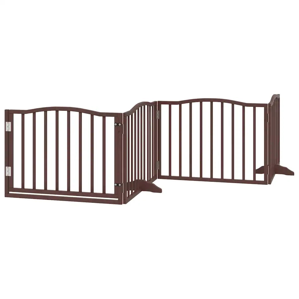 Cancello Cani Porta Pieghevole Marrone 4 Pannelli 320cm Pioppo 352233
