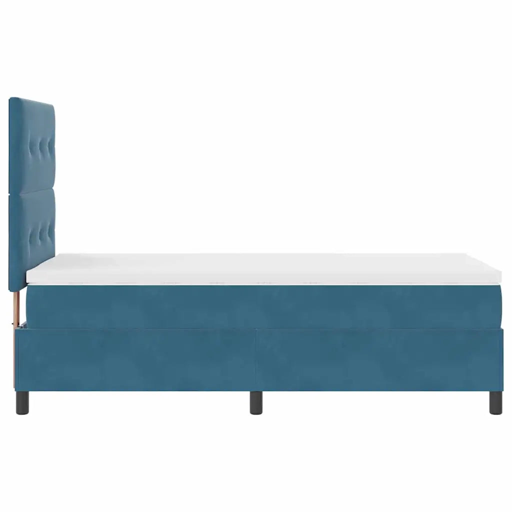 Letto a Sorgente LED Blu Scuro 100 x 200 cm Tessuto