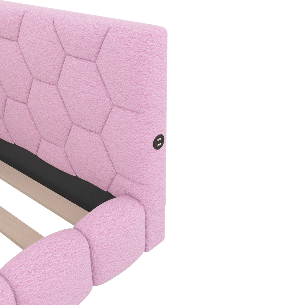 LETTO Daybed 90x200 cm Velluto Rosa con rete a doghe