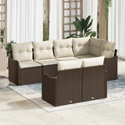 Set Divano da Giardino con cuscino 7 pcs Marrone Poly Rattan