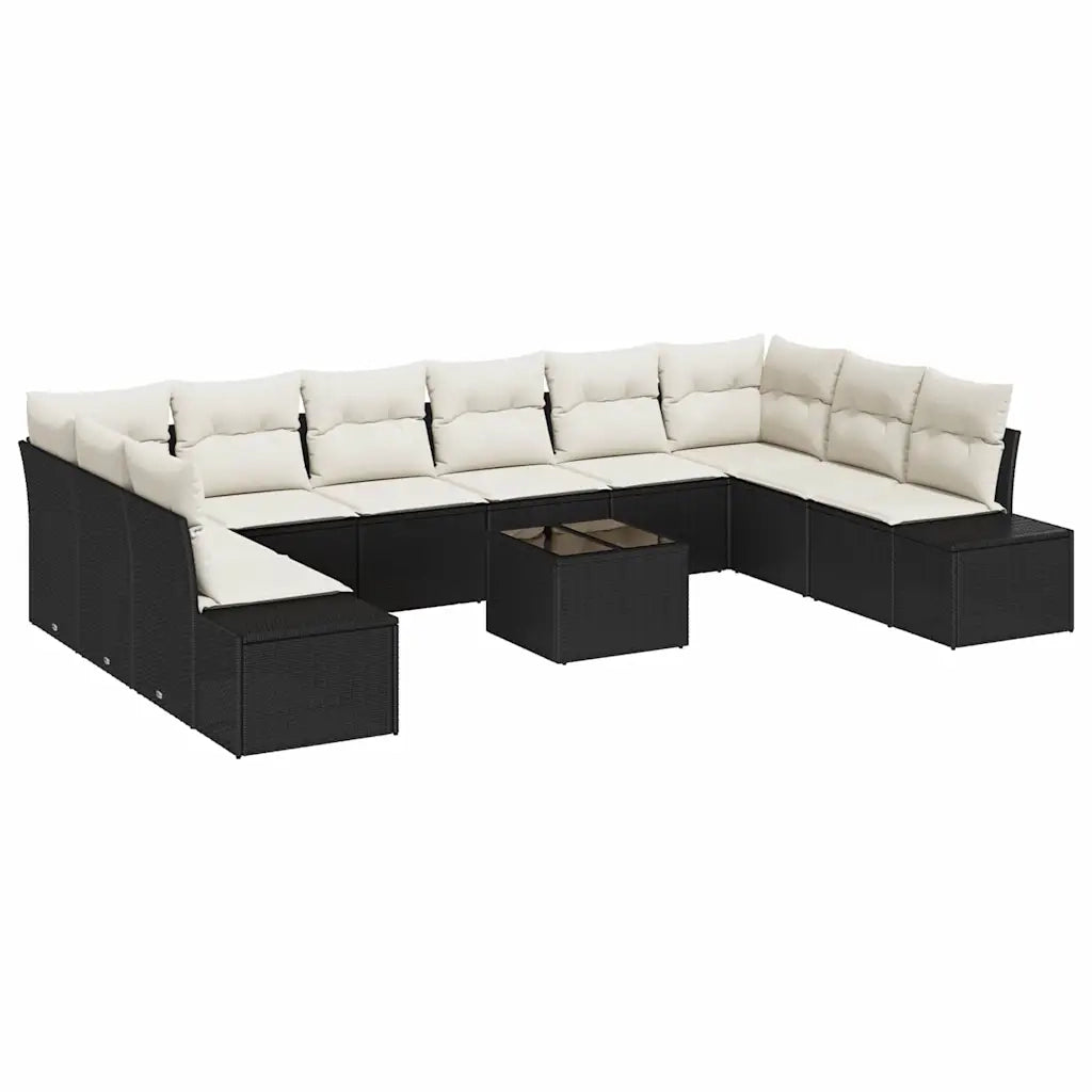 Set Divano da Giardino con cuscino 11 pcs Nero polyrattan 3347247
