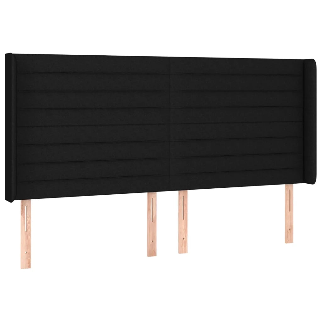 Testiera ad Orecchio-Testata con Orecchie Nera 203x16x118/128 cm in Tessuto 607232