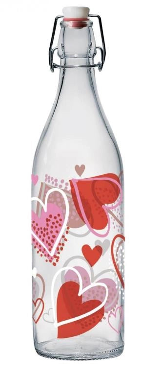 Bottiglia in Vetro Ermetica Lory Heart to Heart 1 Litro Cerve