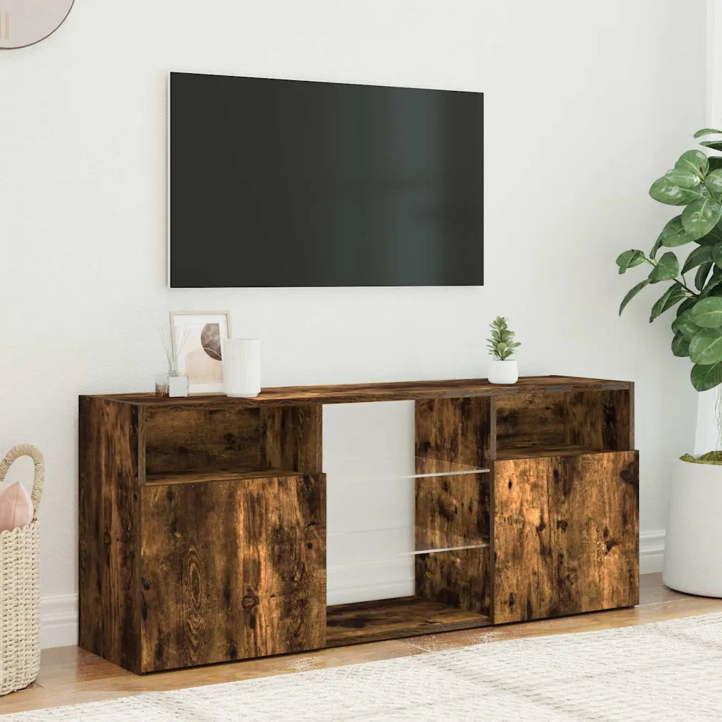 Mobile Porta TV con Luci LED Rovere Fumo 120x30x50 cm 815714