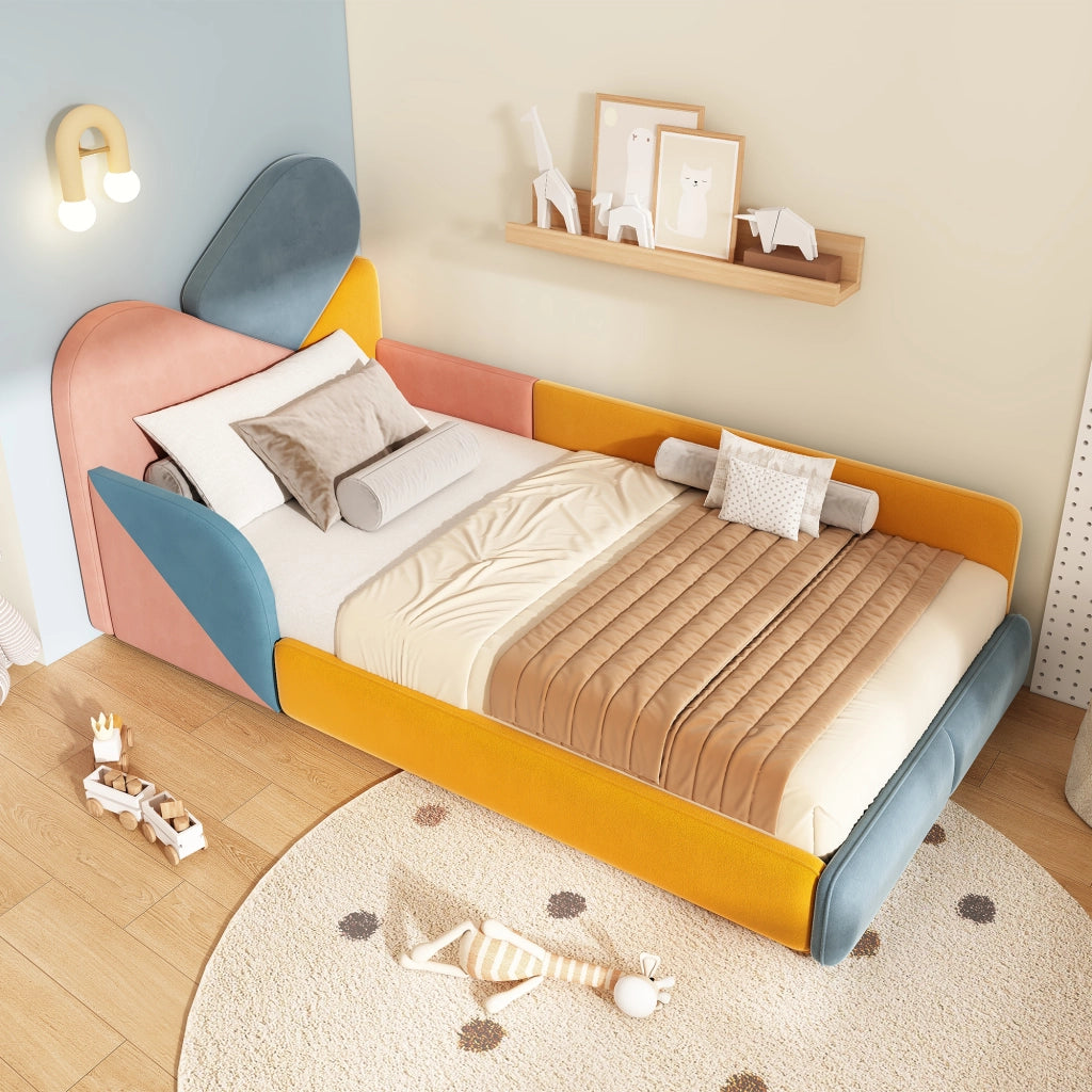 LETTO imbottito per bambini 90x200 cm velluto multicolore