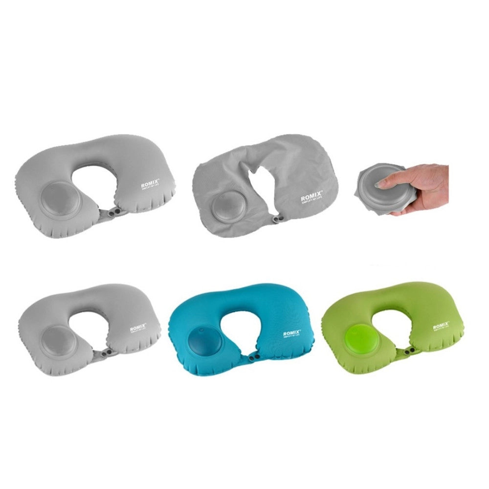 Trade Shop - Cuscino Viaggio Collo Collare Poggiatesta Cervicale Con Pompa Gonfiaggio -