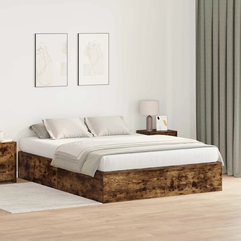 Struttura letto con contenitore Rovere fumé 140 x 190 cm 3335433