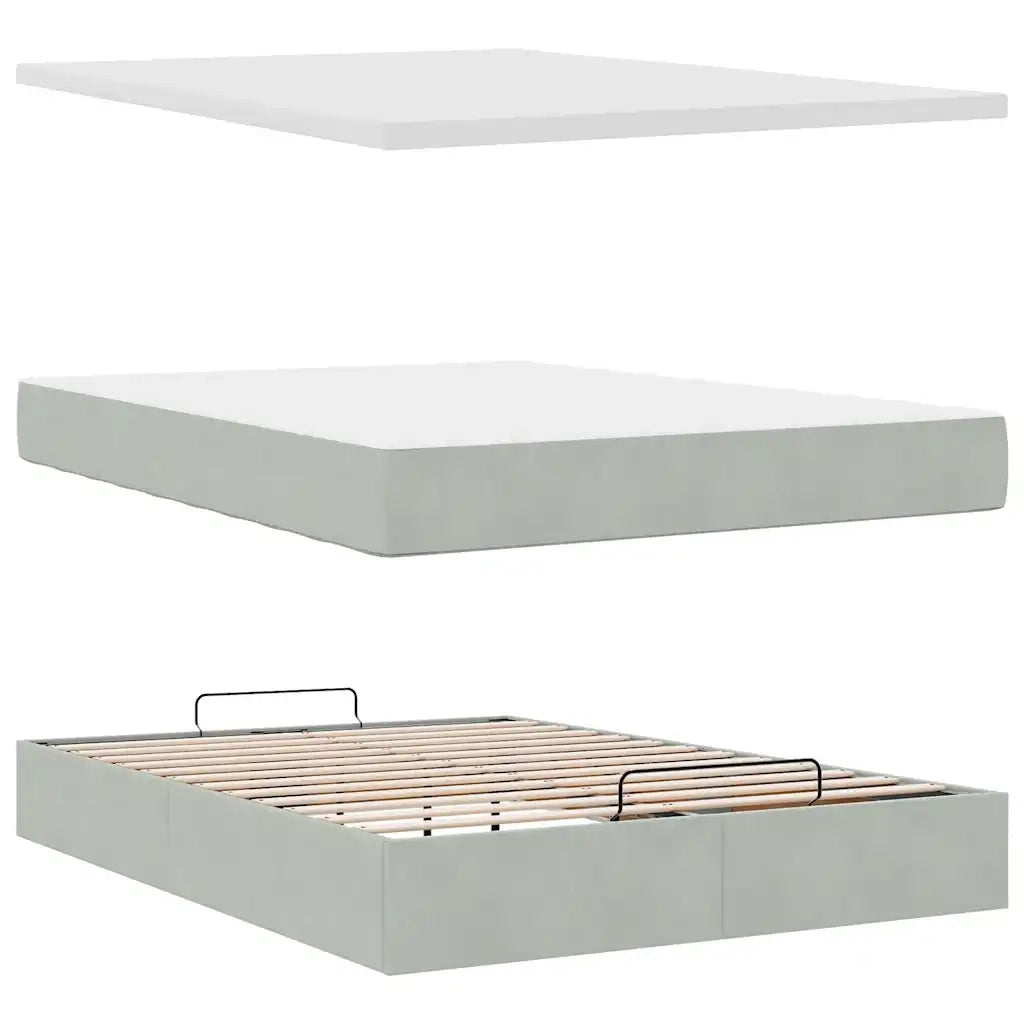 Struttura Letto Pouf con Materasso 140x200 cm in Velluto 3312626