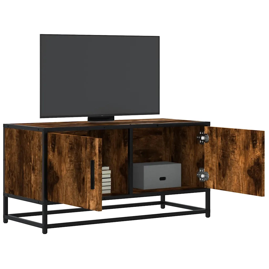 Mobile TV | Armadietto TV | Mobile Porta TV Rovere Fumo 80x34,5x40 cm Legno Multistrato e Metallo