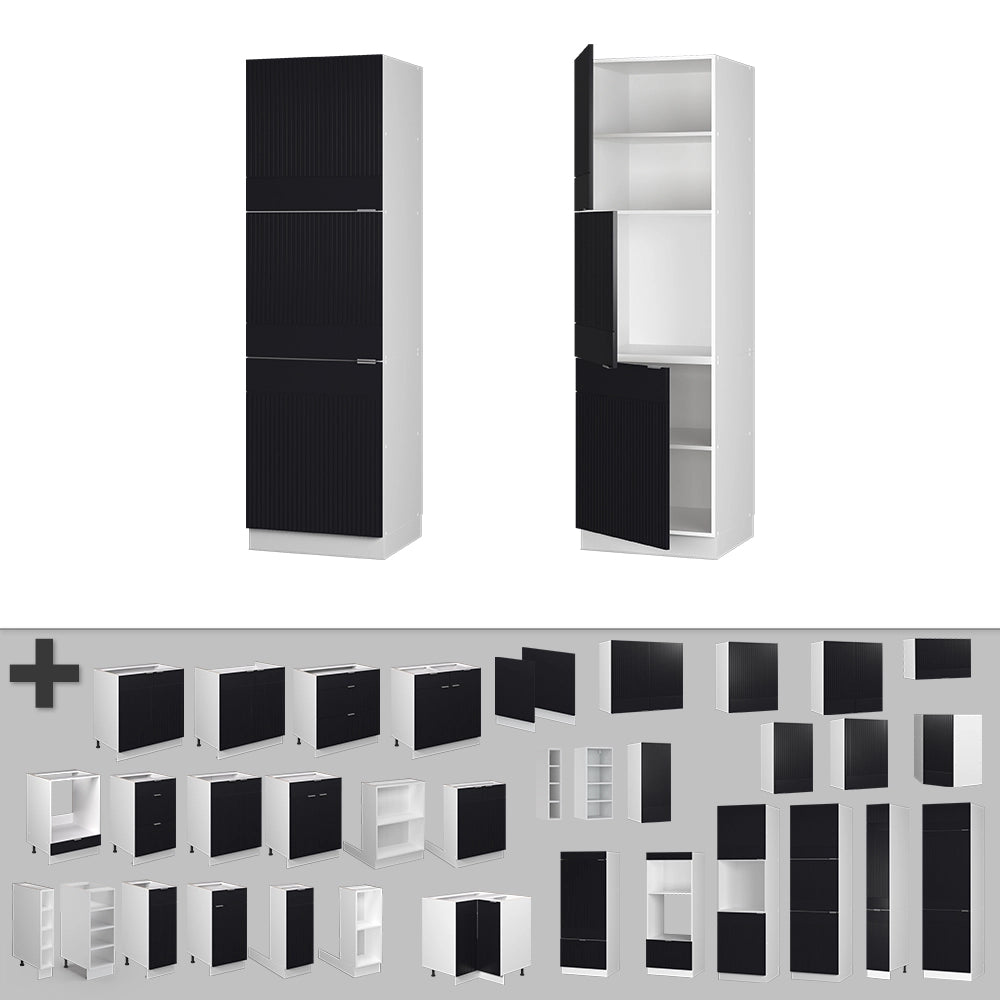 Mobile per forno da incasso Fame-Line Nero rigato/Bianco 60 cm Vicco