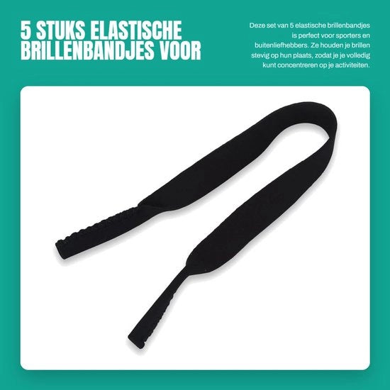 Sportbrille Universale 5 pezzi - Adattamento elastico - Cinturino - Occhiali da sole - Accessori da nuoto