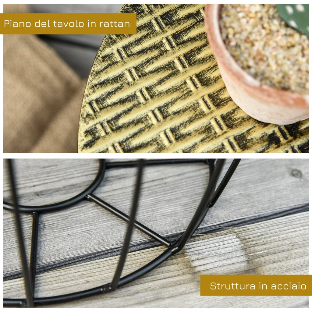 Set Tavolini Impilabili da Giardino ¨C Minimal ¨C Nero Bronzo Metallo