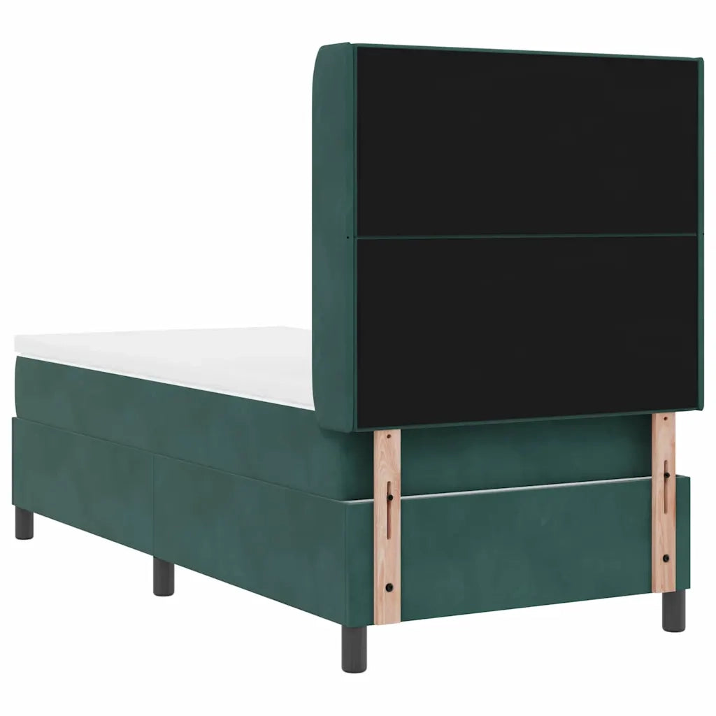 Letto a molle con strisce LED Verde Scuro 90 x 190 cm Velluto 3343847
