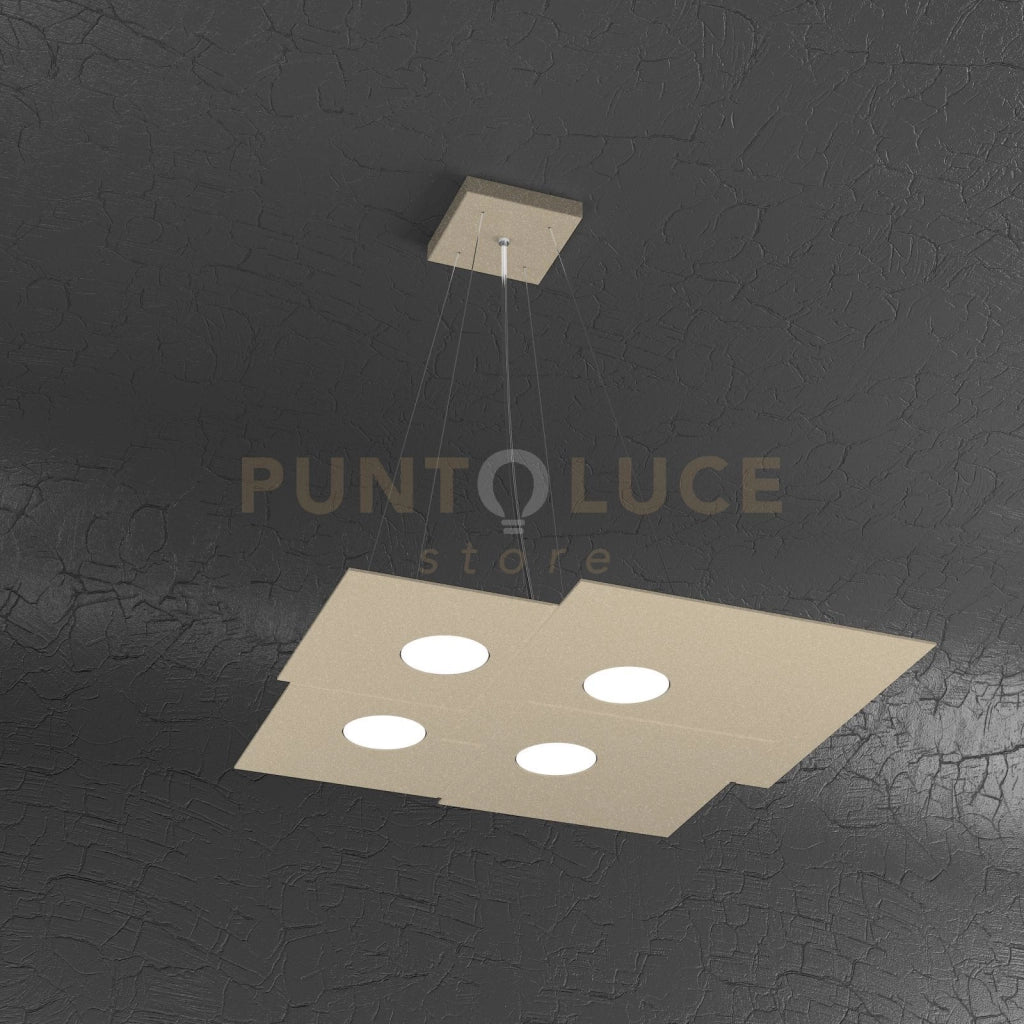 PLATE SOSPENSIONE 4 LUCI QUADRA SABBIA 1129-S4-SA
