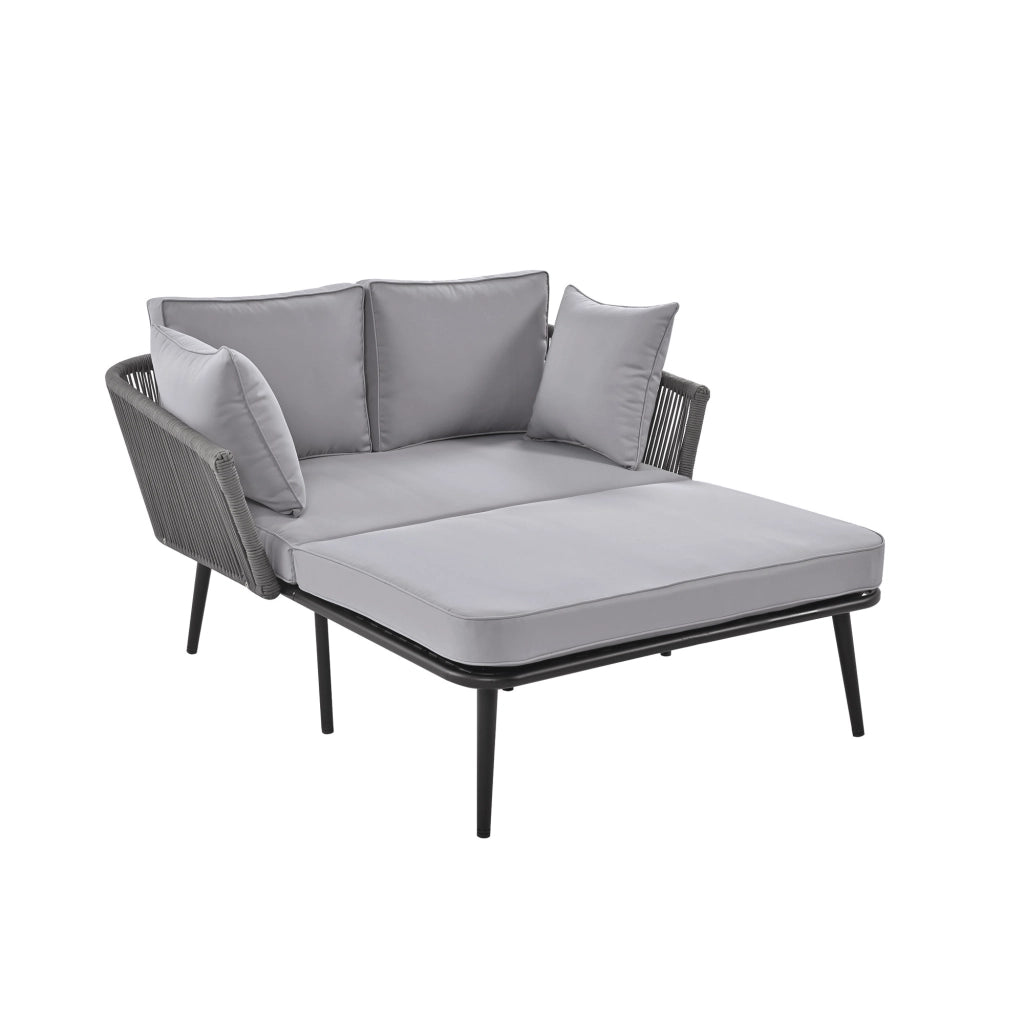 Divano da giardino con 2 cuscini - Zephmum - Grigio, cuscini removibili e lavabili