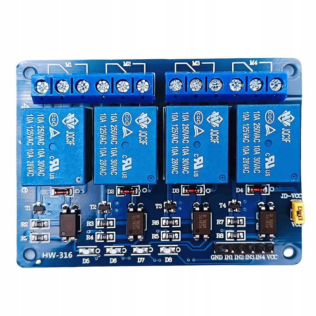 Modulo Relè 4 Canali 24V – Compatibile con Arduino | Isolamento Ottico, SPDT, 10A