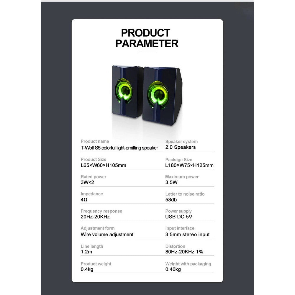 Trade Shop - Set Mini Altoparlanti Speakers Per Basso Per Computer Luci Led Colorate Q-t124 -