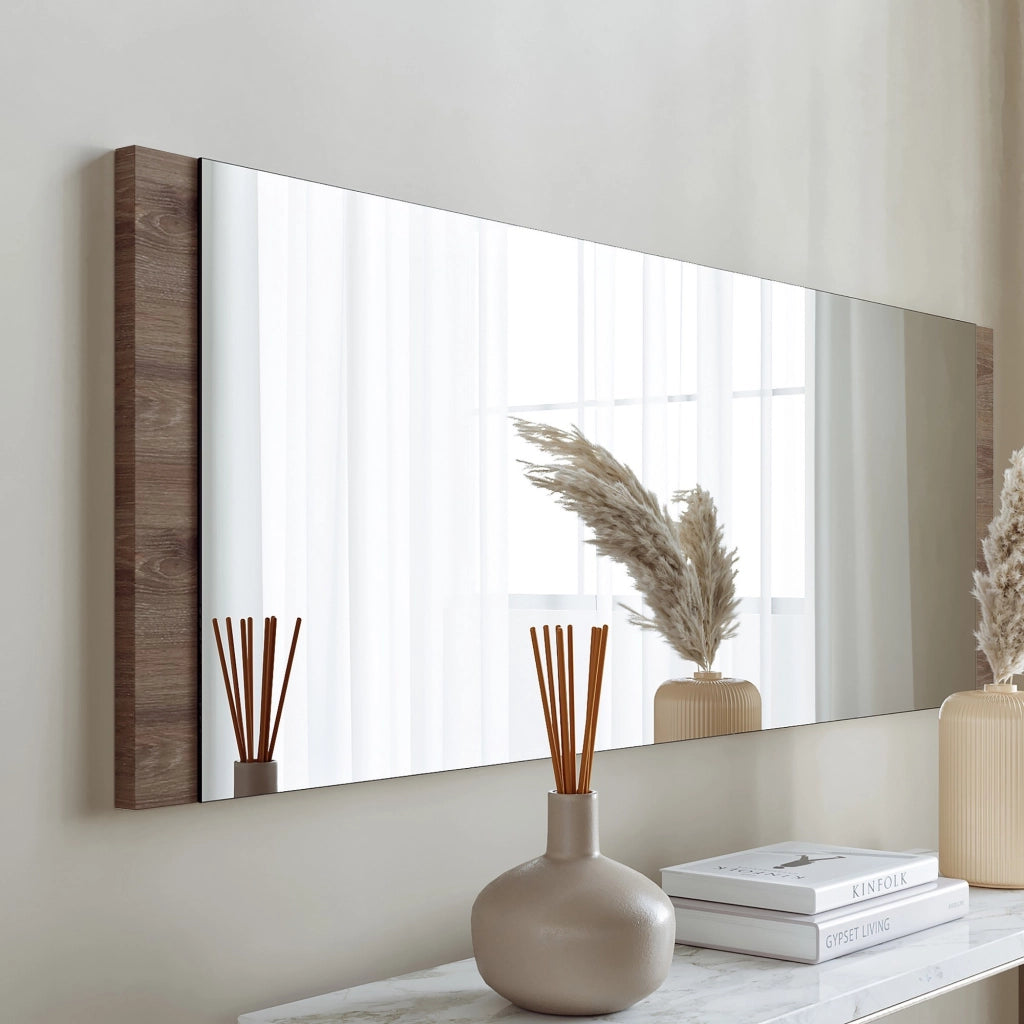 Cengio, Specchio Forma Rettangolare, 120x40h cm Marrone Noce