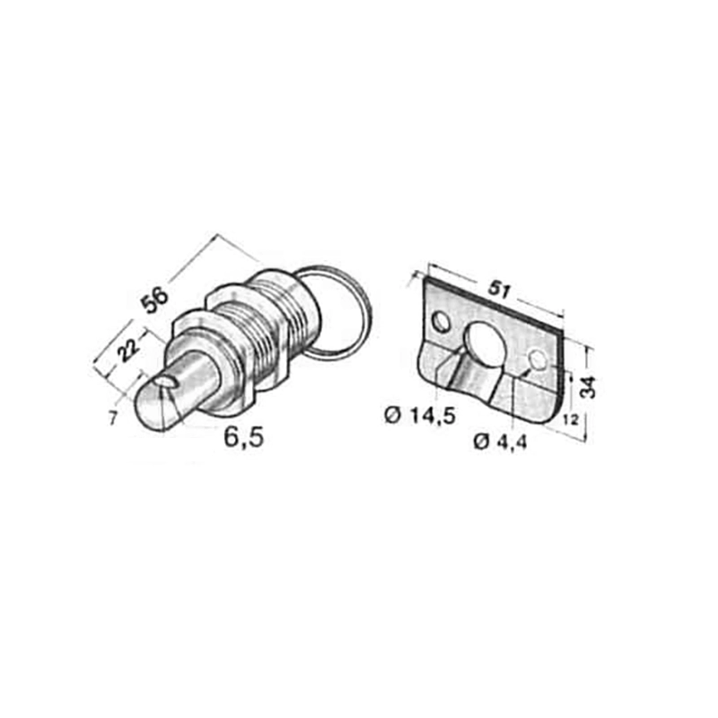 CHIUSURA A PULSANTE STAINLESS STEEL LOCK WITH BOTTON