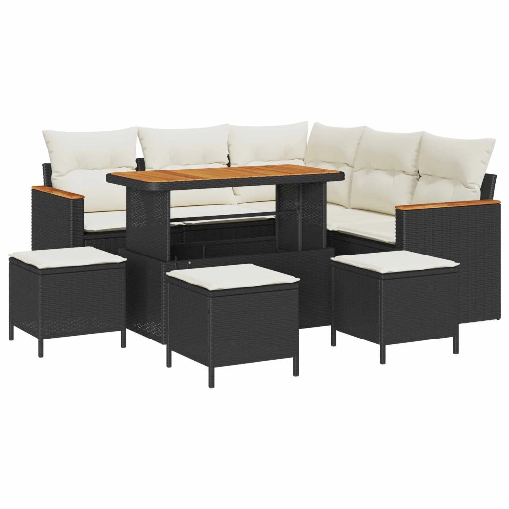 Set Divano da Giardino 9 pcs Nero polyrattan 3362920