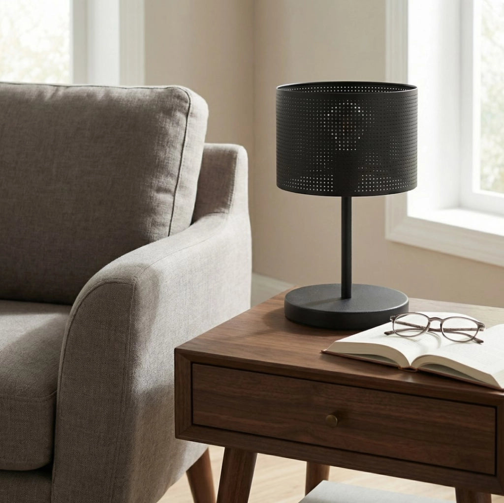 Lampada da tavolo LUX nera cilindrica 1xE27 Emibig