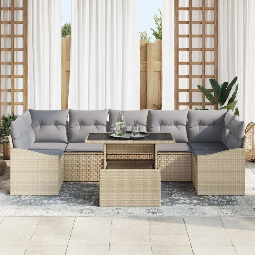 Set Divano da Giardino 8 pcs beige e grigio chiaro polyrattan 3348956