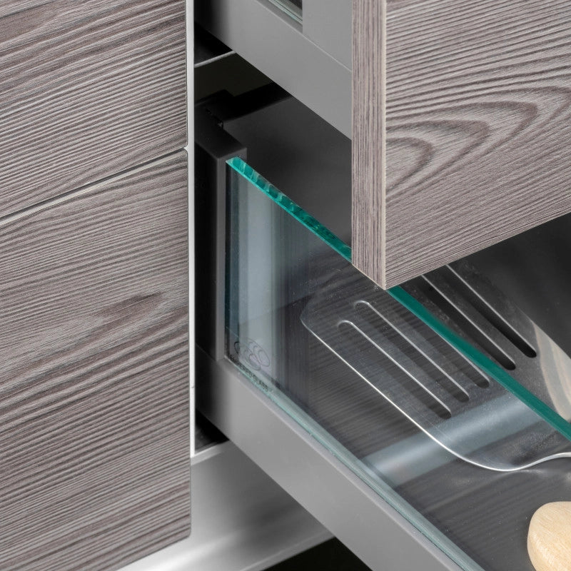 Cassetto esterno Vertex 40 kg con laterale in vetro 178 mm di altezza, 450 mm di profondità, Acciaio, Alluminio e Vet..