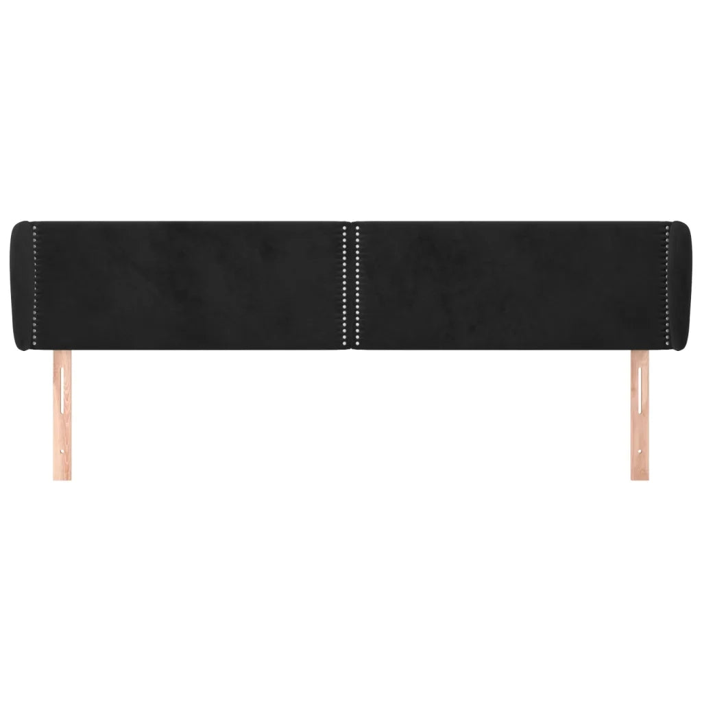Testiera ad Orecchio-Testata con Orecchie Nera 203x23x78/88 cm in Velluto 407618