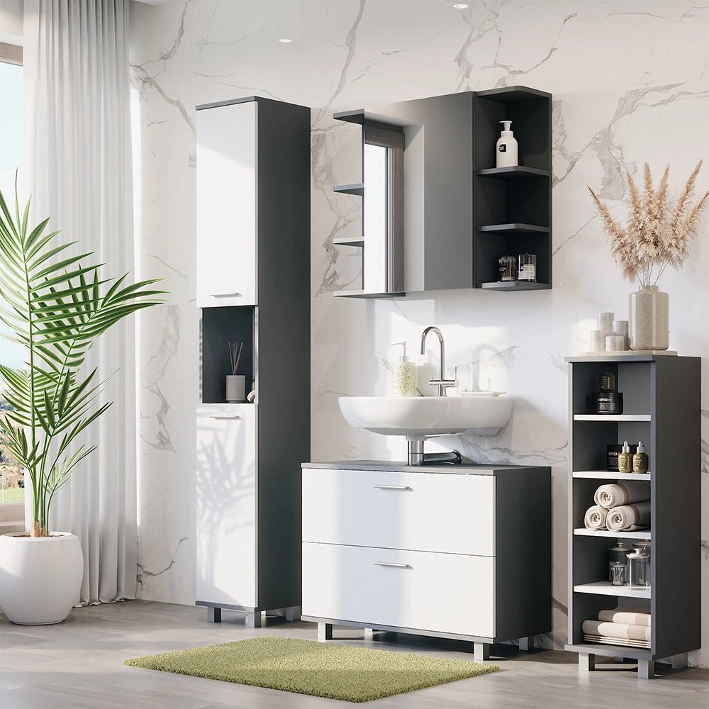 Vicco Set di mobili da bagno Antracite/bianco 4 parti